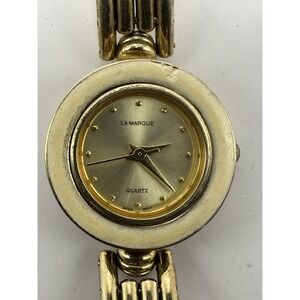 La Marque 9092 Ladies Watch New Battery 24MM 6.75" Gold‎ Tone A77
